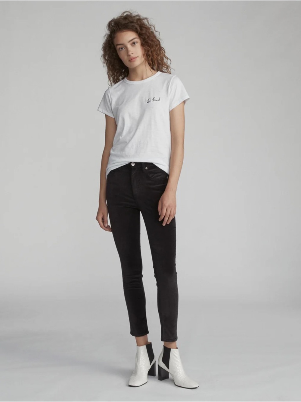 Rag and Bone Black Velvet High Waist Skinny Ankle Crop Sleek Jeans